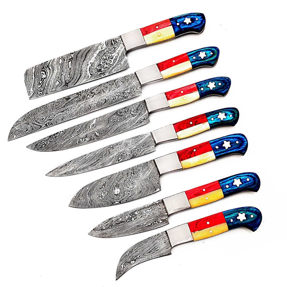 COPY - COPY - Custom Handmade Damascus Chef set 17309 7 pcs